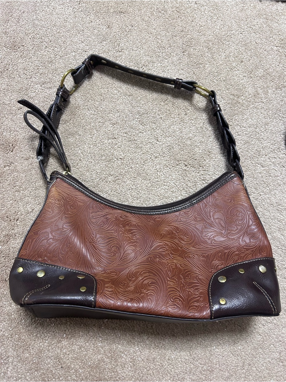 Vintage Relic by Fossil Brown Leather Shoulder Bag